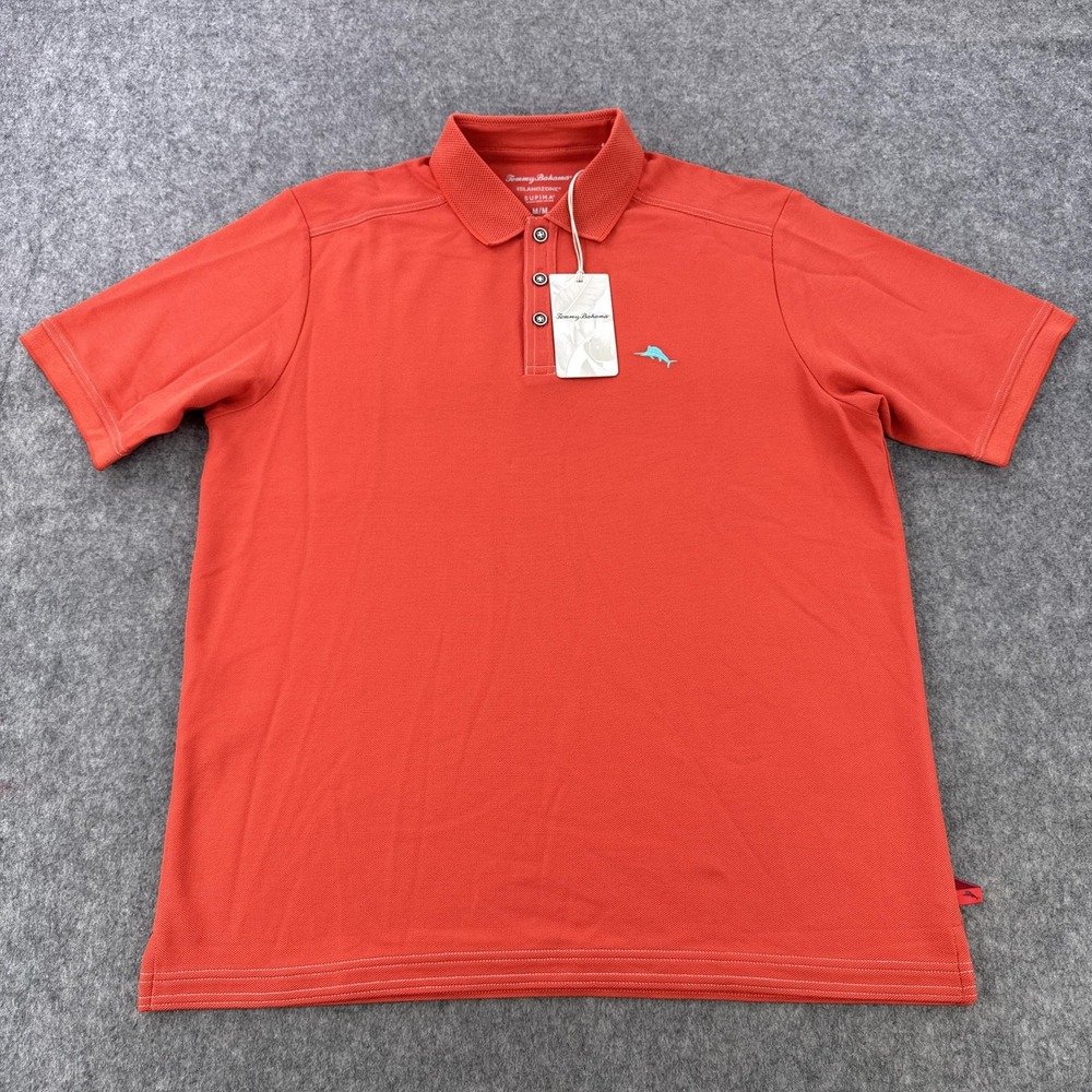 Tommy Bahama Polo Shirt Mens Medium Orange IslandZone Supima Cotton Performance